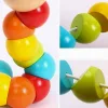 montessori wooden toys, baby development toys, developmental toys, wooden caterpillar