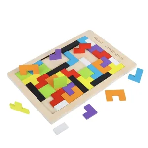 puzzle en bois, puzzle de blocs en bois, puzzle tetris