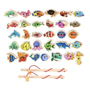 poisson magnétique, jeu de pêche magnétique, jouet de pêche magnétique, jouet de pêche en bois, jouet de pêche en bois, jeu de pêche en bois