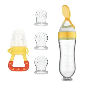 silicone feeding bottle, feeding bottle, feeding bottle with spoon