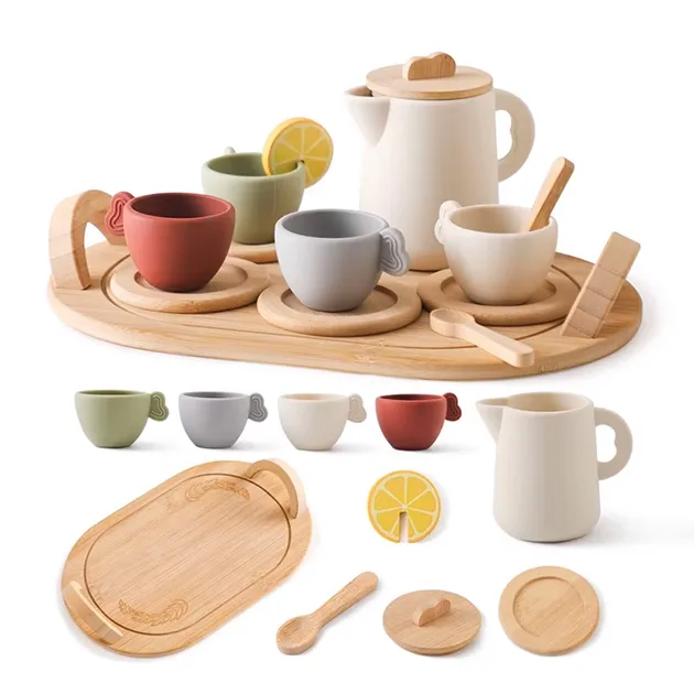 jouet montessori, ustensile en bois, service à thé jouet
