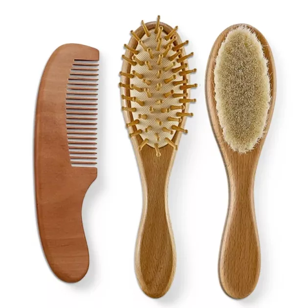 brosse à cheveux pour nouveau-né, brosse en bois, ensemble de brosses pour nouveau-né