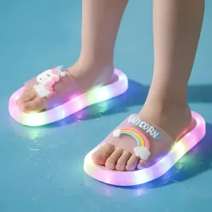 Chaussons lumineux LED pour enfants Licorne