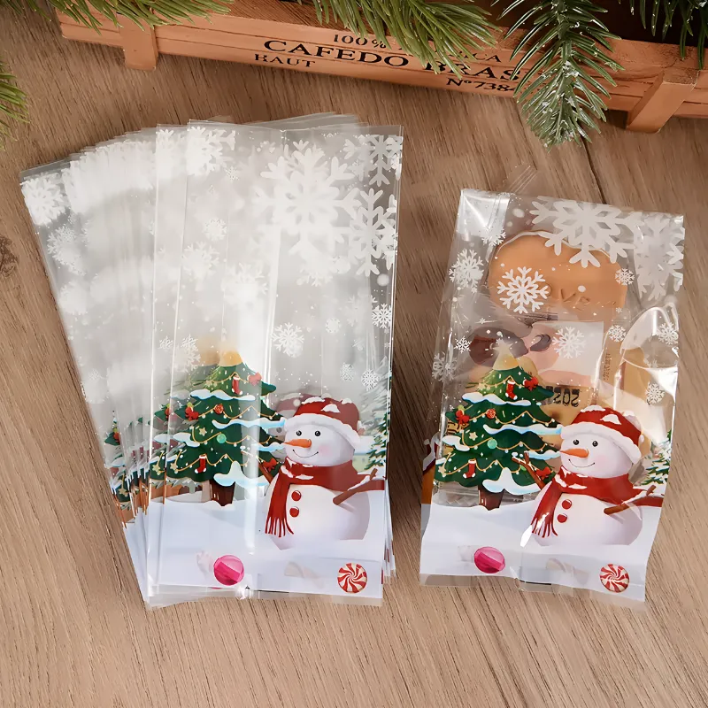 christmas gift pouch, cookie bag, clear gift wrap bag, cellophane christmas bags