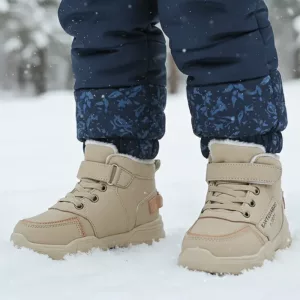 Bottes Basket Chaudes en Peluche Antidérapantes Hiver à Semelle Épaisse pour Enfants