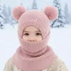 winter balaclava hat, knit balaclava, balaclava with pom poms
