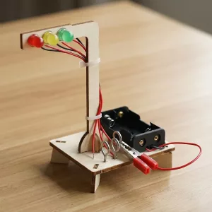 Modèle de Feux de Circulation en Bois - Jouet Scientifique pour Enfants