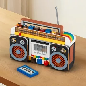 Jouet de construction de blocs à assembler - Modèle radio rétro DIY pour enfants