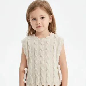 Joli pull sans manches en coton tricoté pour enfants