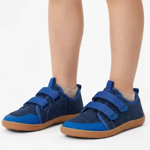 Chaussures pieds nus larges à scratch, baskets en mesh respirant pour enfants