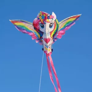 Grand cerf-volant licorne avec grandes ailes pour enfants
