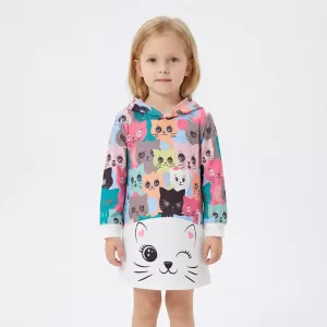 Robe Légère et Mignonne à Manches Longues et à Capuche pour Enfants
