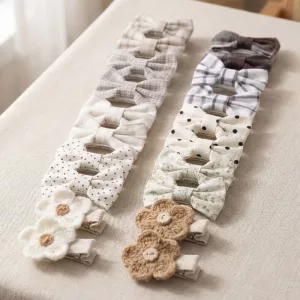 Lot de 20 pinces à cheveux mignonnes avec nœud en tissu pour enfants