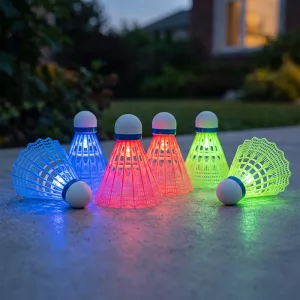 Lot de 6 volants de badminton en nylon lumineux à LED