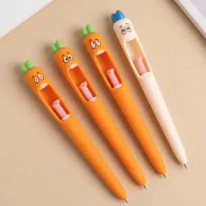 Lot de 4 stylos gel carotte mignons pour enfants
